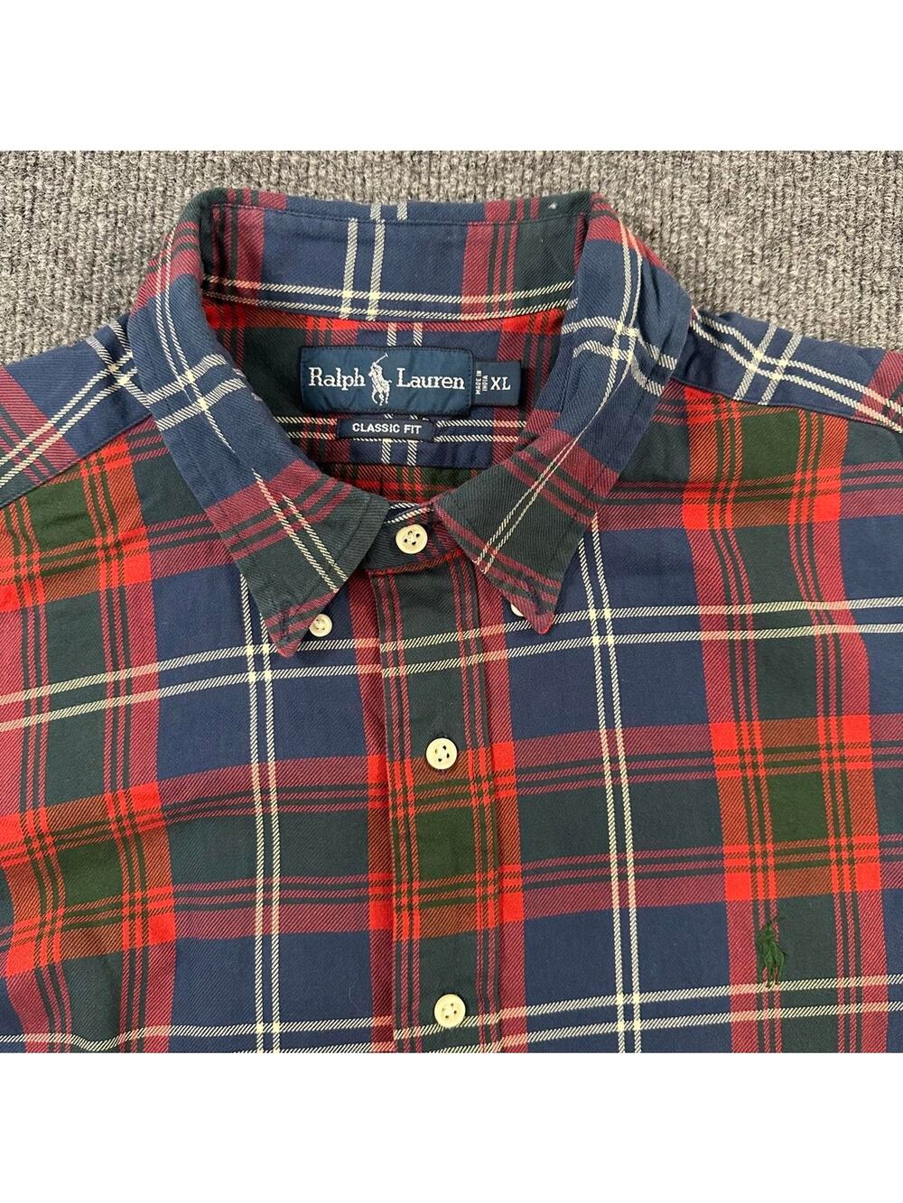 Ralph Lauren Mens Classic Fit Plaid Button Down Shirt Lghtweight Pony Flannel XL
